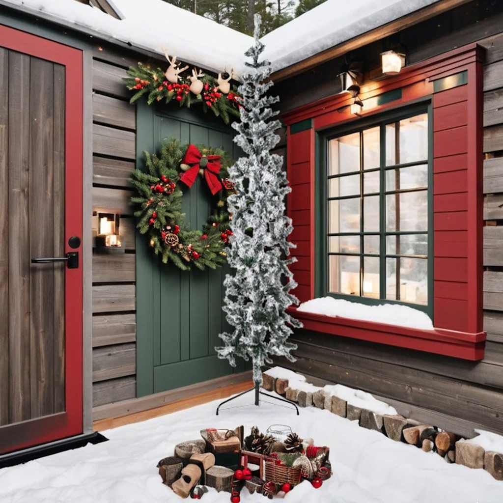 HKH Meia Árvore de Natal Fina com Flocos de Neve