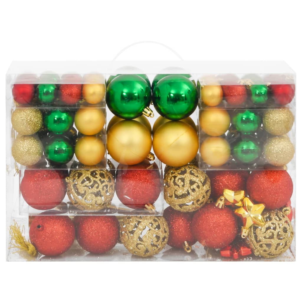 HKH Conjunto de 111 Enfeites Natal em Poliestireno - Vermelho/Dourado/Verde