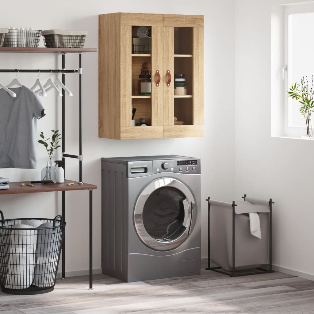 HKH Armário de Parede Alto em derivados de Madeira, Vidro 69,5 X 34 X 90 Cm - Carvalho Sonoma