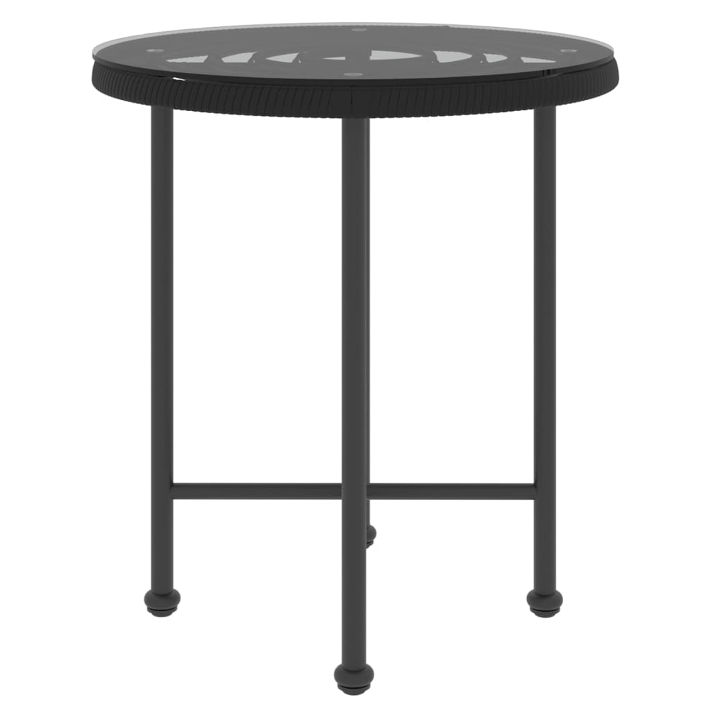 HKH Mesa de Jantar Ã˜50 Cm Â Vidro Temperado e Aço - Preto