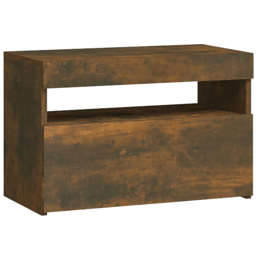 HKH Mesa de Cabeceira com Leds Fumado em Carvalho
