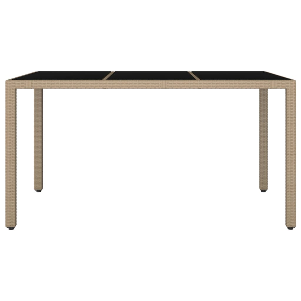 HKH Mesa de Jardim C/ Tampo de Vidro Vime Pe/vidro Temperado - Bege