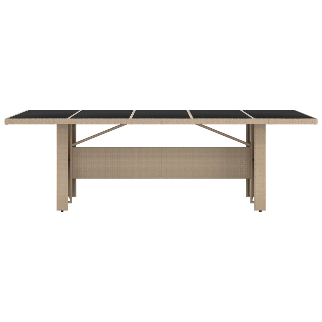 HKH Mesa de Jardim C/ Tampo de Vidro Vime Pe/vidro Temperado - Bege