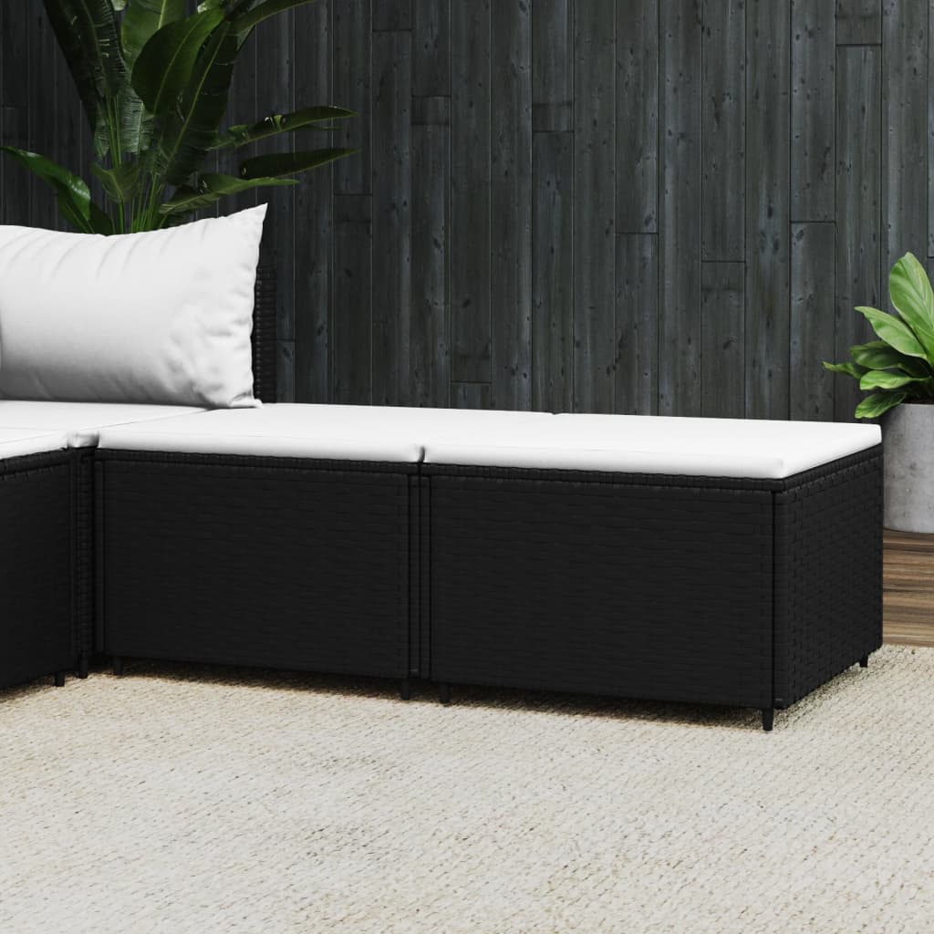 HKH Apoios de Pés para Jardim com Almofadões 2 Pcs Vime Pe - Preto