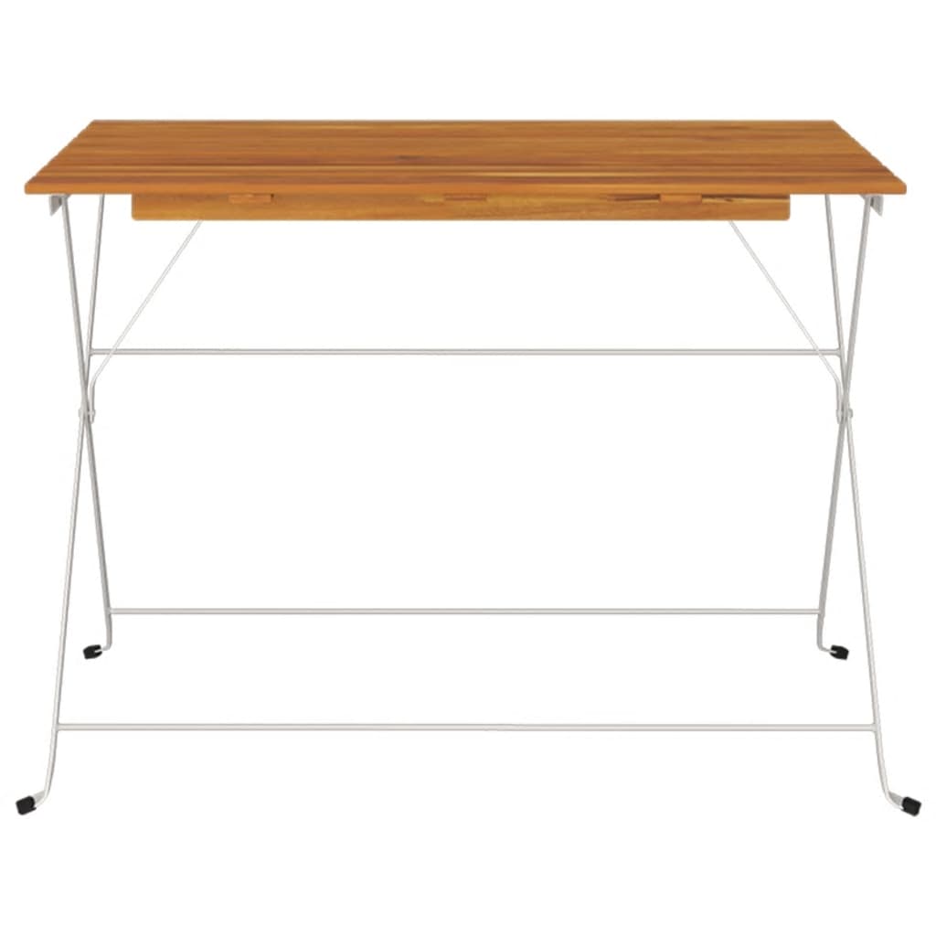 HKH Mesa de Bistrô Dobrável 100x54x71 Cm Acácia Maciça e Aço - Marrom