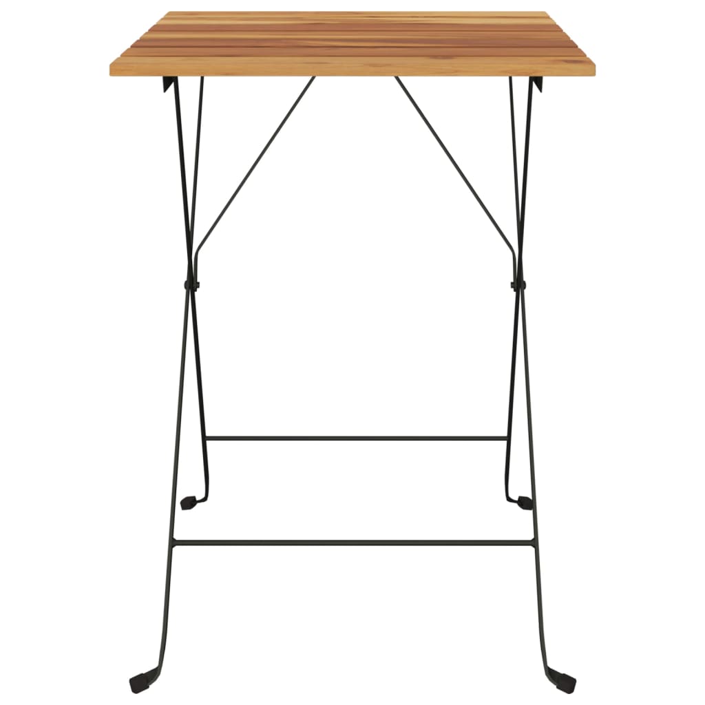 HKH Mesa de Bistrô Dobrável 55x54x71 Cm Teca Maciça e Aço - Marrom