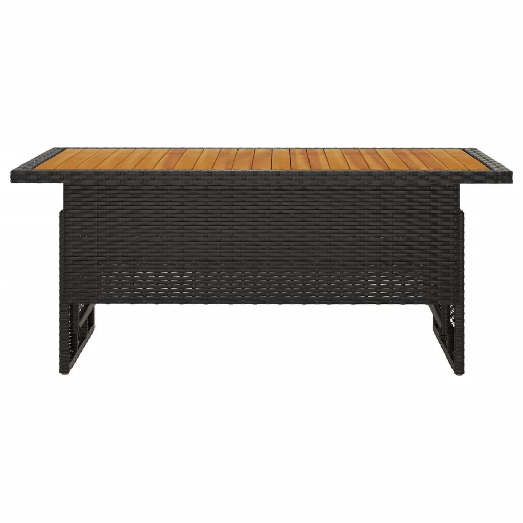 HKH Mesa de Jardim 100x50x43/63 Cm Acácia Maciça/vime Pe - Preto