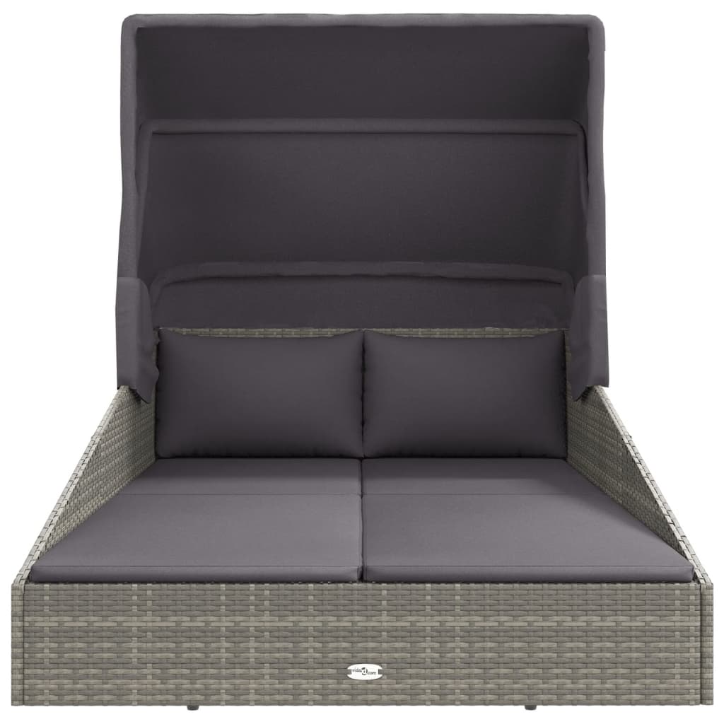 HKH Espreguiçadeira C/ Teto Dobrável 200x114x128 Cm Vime Pe Cinza - Cinzeto