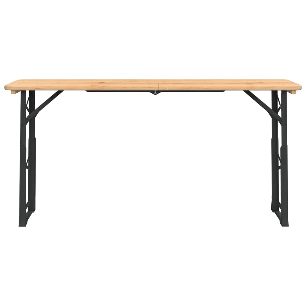 HKH Mesa de Cerveja Dobrável 170x50x75/105 Cm Madeira Abeto Maciça - Marrom