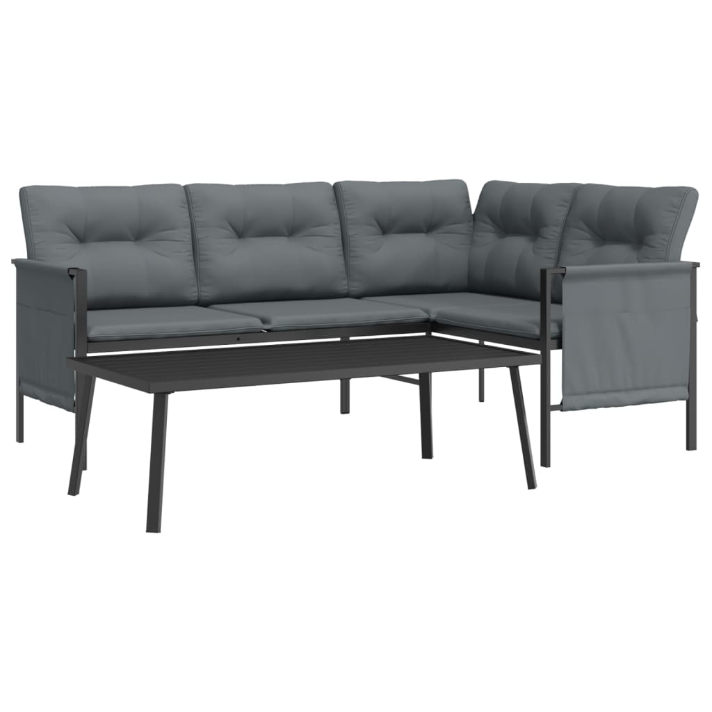 HKH 2 Pcs Conjunto Lounge de Jardim Aço - Antracite