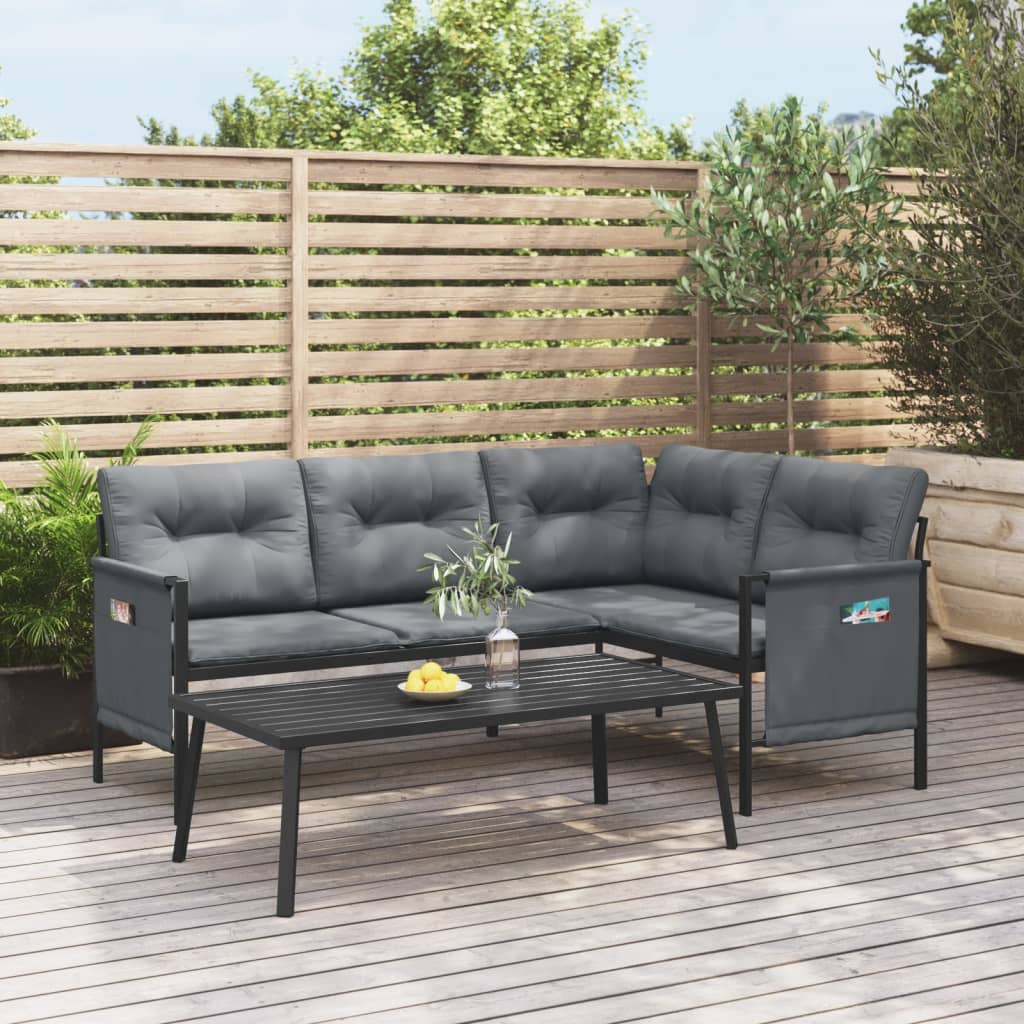 HKH 2 Pcs Conjunto Lounge de Jardim Aço - Antracite