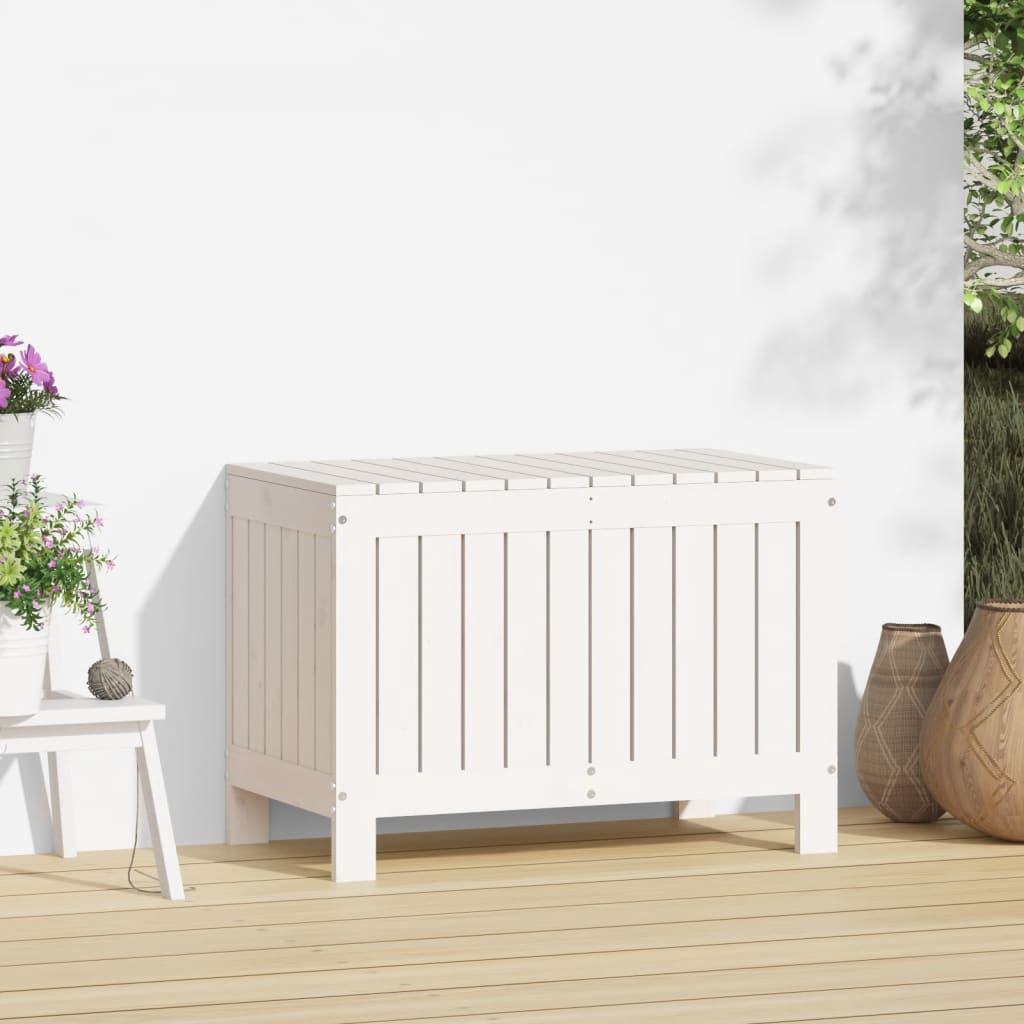 HKH Caixa De Arrumação Jardim 76x42,5x54 Cm Pinho Maciço - Branco