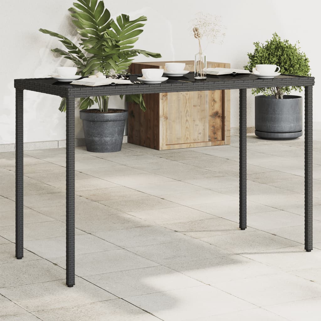 HKH Mesa de Jardim com Tampo de Vidro 115x54x74 Cm Vime Pe - Preto