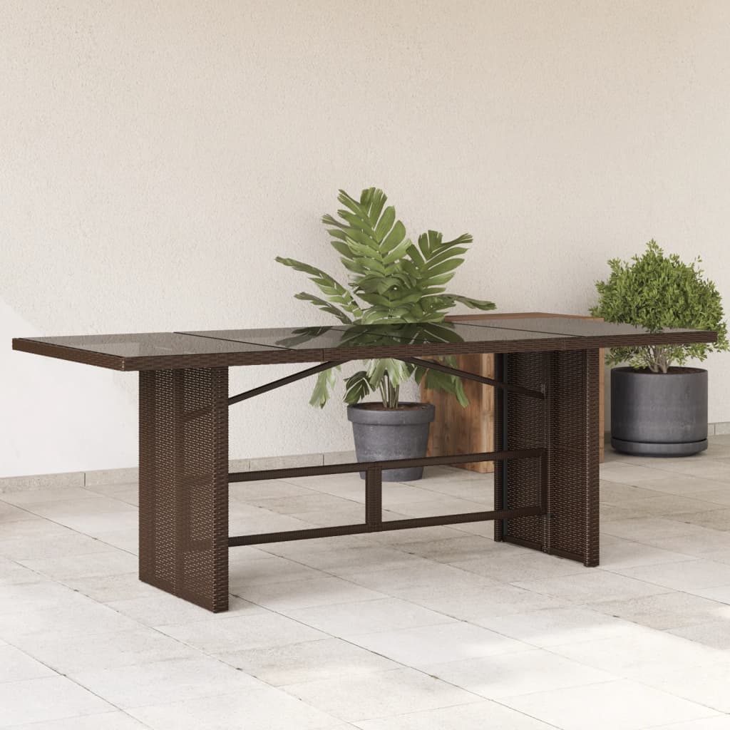 HKH Mesa de Jardim com Tampo de Vidro 190x80x74 Cm Vime Pe Castanho - Marrom