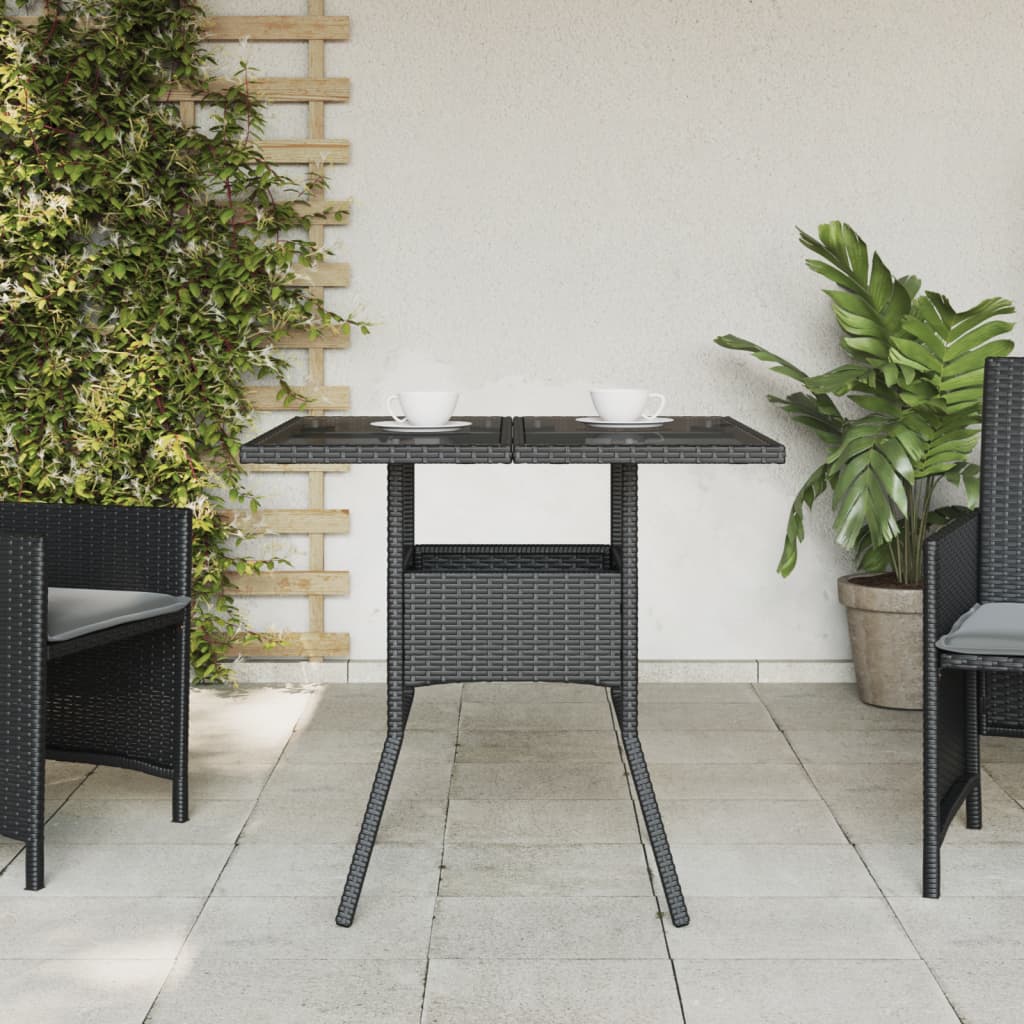 HKH Mesa de Jardim com Tampo de Vidro 80x80x75 Cm Vime Pe - Preto