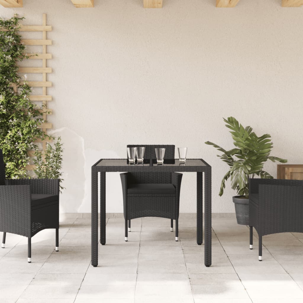 HKH Mesa de Jardim com Tampo de Vidro 90x90x75 Cm Vime Pe - Preto