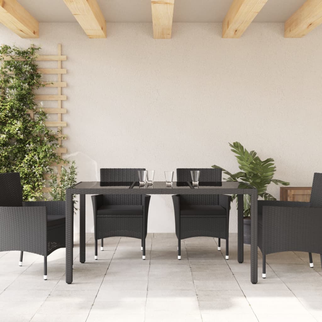 HKH Mesa de Jardim com Tampo de Vidro 150x90x75 Cm Vime Pe - Preto