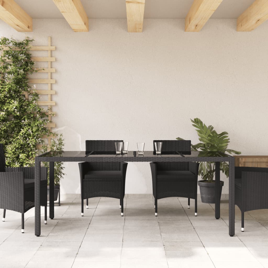 HKH Mesa de Jardim com Tampo de Vidro 190x90x75 Cm Vime Pe - Preto