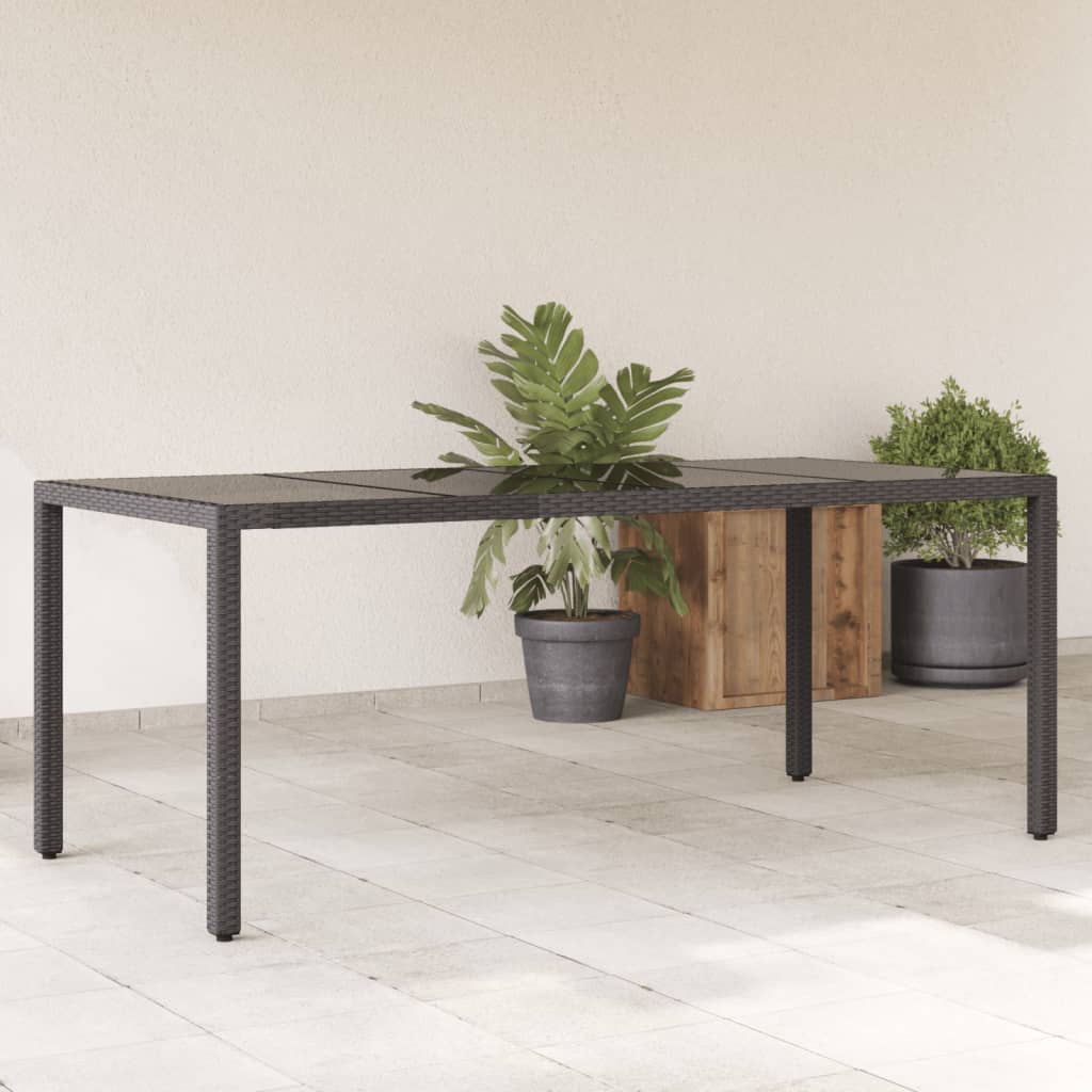 HKH Mesa de Jardim com Tampo de Vidro 190x90x75 Cm Vime Pe - Preto