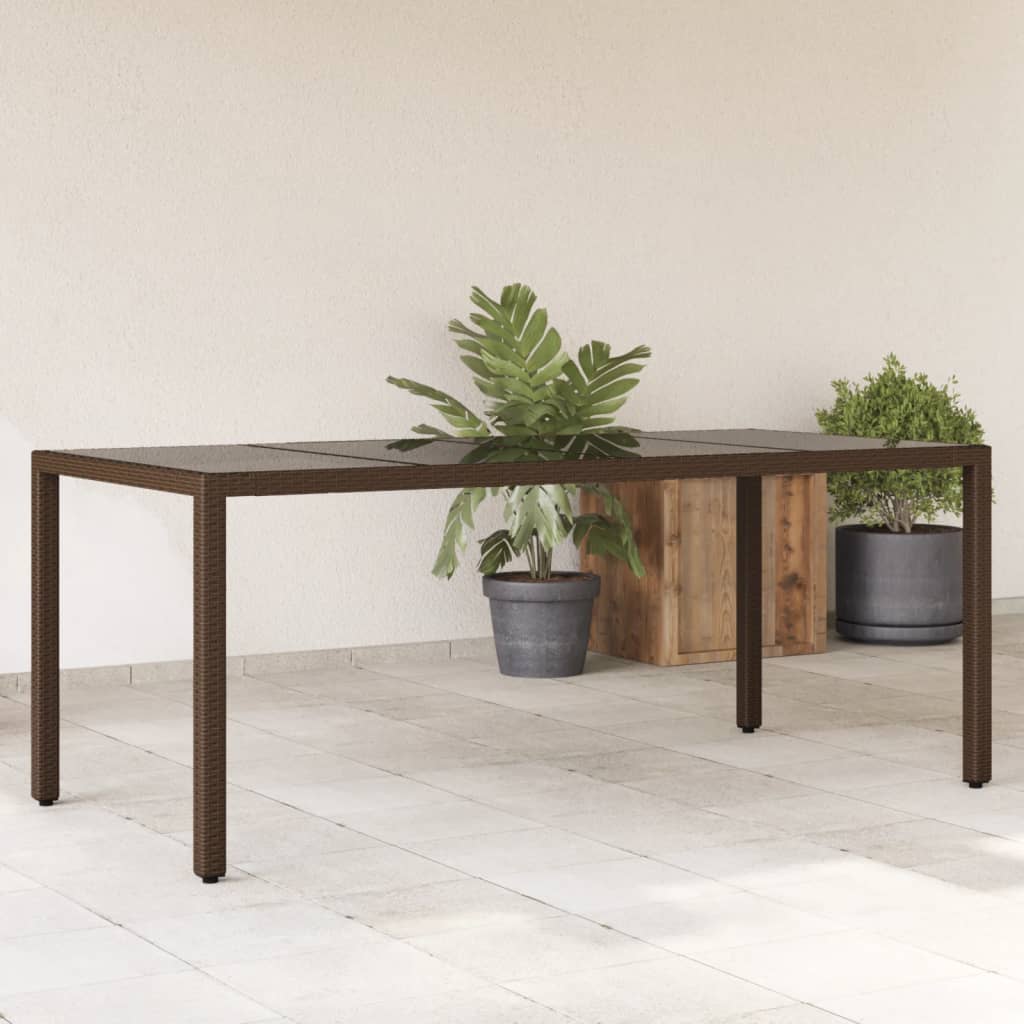 HKH Mesa de Jardim com Tampo de Vidro 190x90x75 Cm Vime Pe Castanho - Marrom