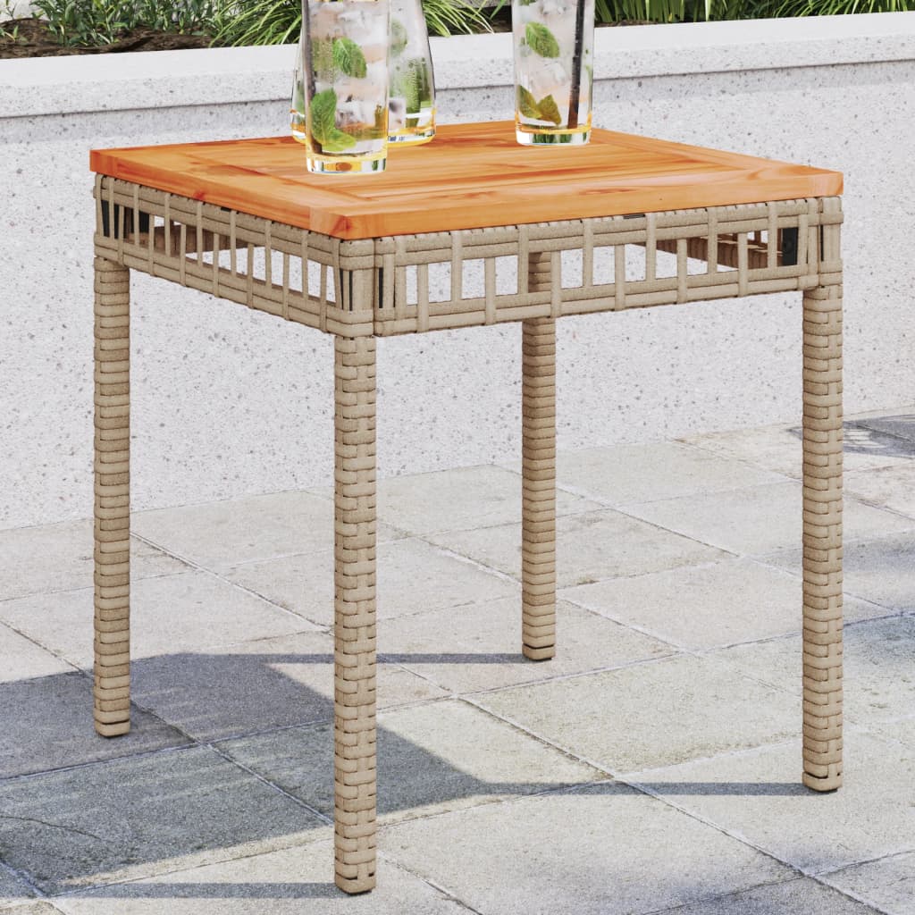 HKH Mesa de Jardim 38x38x42 Cm Vime Pe/acácia Mistura de S - Bege