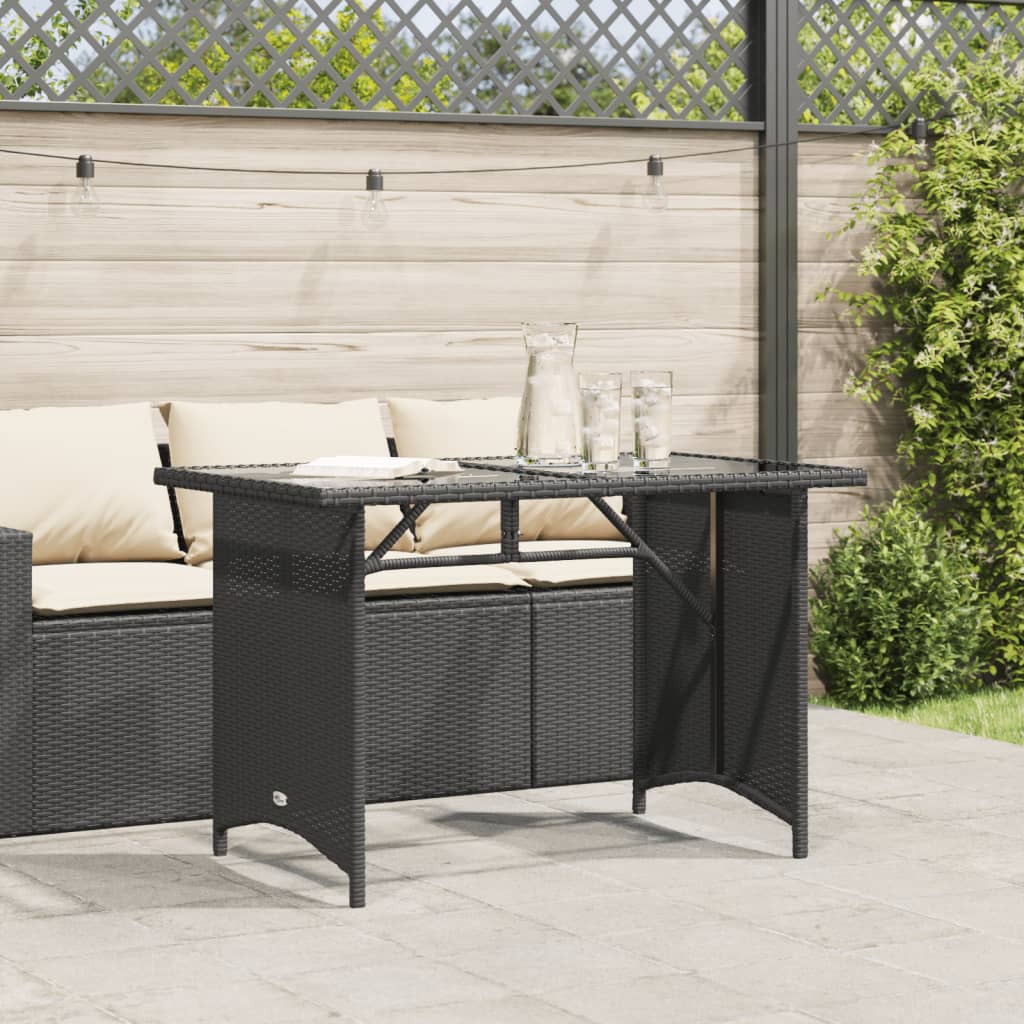 HKH Mesa de Jardim com Tampo de Vidro 110x68x70 Cm Vime Pe - Preto