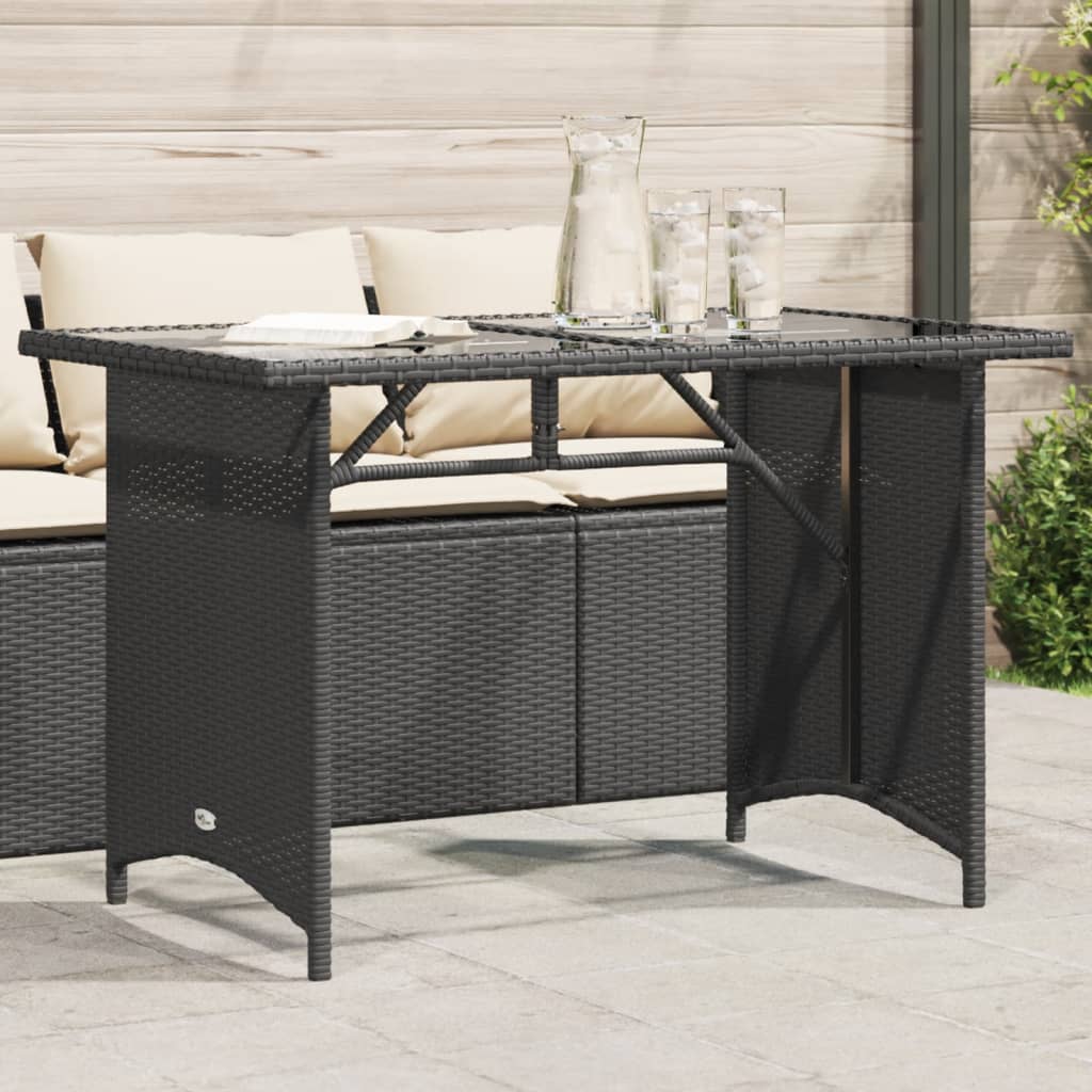 HKH Mesa de Jardim com Tampo de Vidro 110x68x70 Cm Vime Pe - Preto
