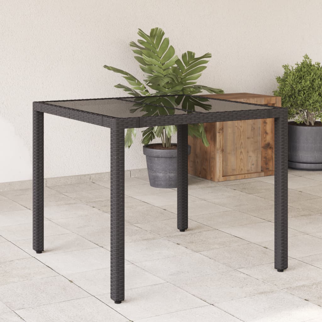 HKH Mesa de Jardim com Tampo de Vidro Vime Pe - Preto