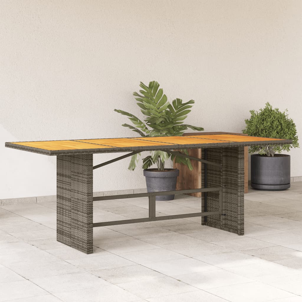HKH Mesa de Jardim com Tampo em Acácia 190x80x75 Cm Vime Pe Cinza - Cinzento