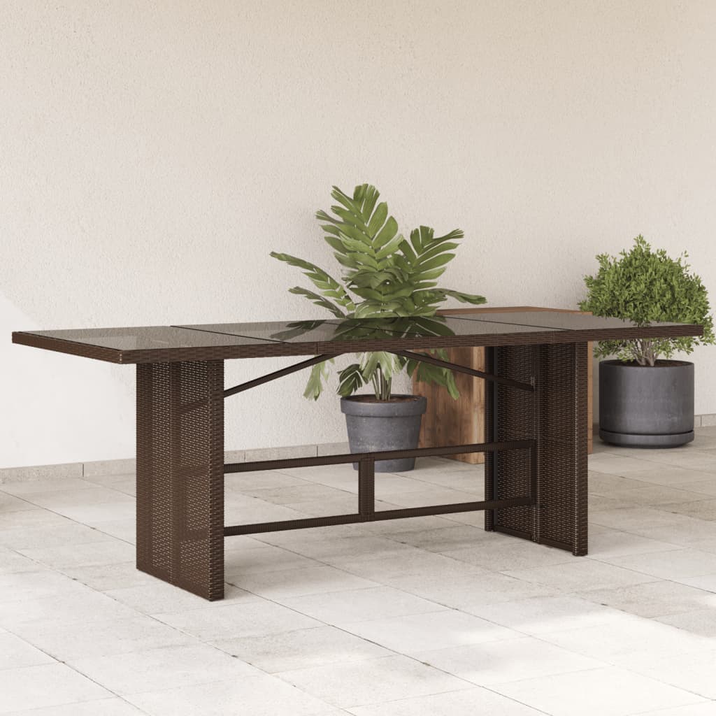 HKH Mesa de Jardim com Tampo de Vidro 190x80x75 Cm Vime Pe Castanho - Marrom