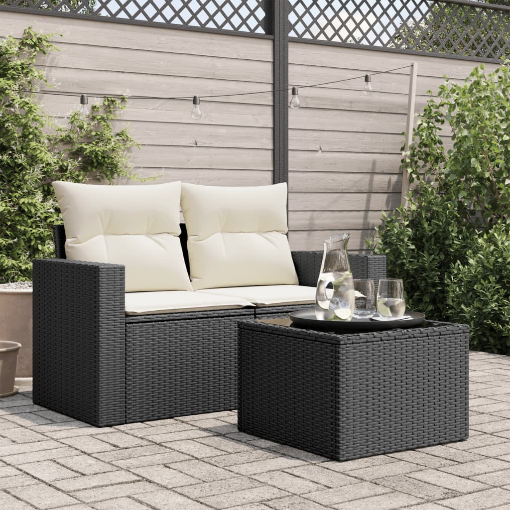 HKH Mesa de Jardim com Tampo de Vidro 55x55x37 Cm Vime Pe - Preto