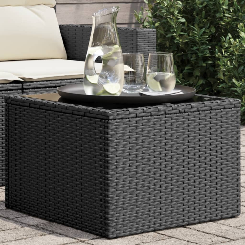 HKH Mesa de Jardim com Tampo de Vidro 55x55x37 Cm Vime Pe - Preto