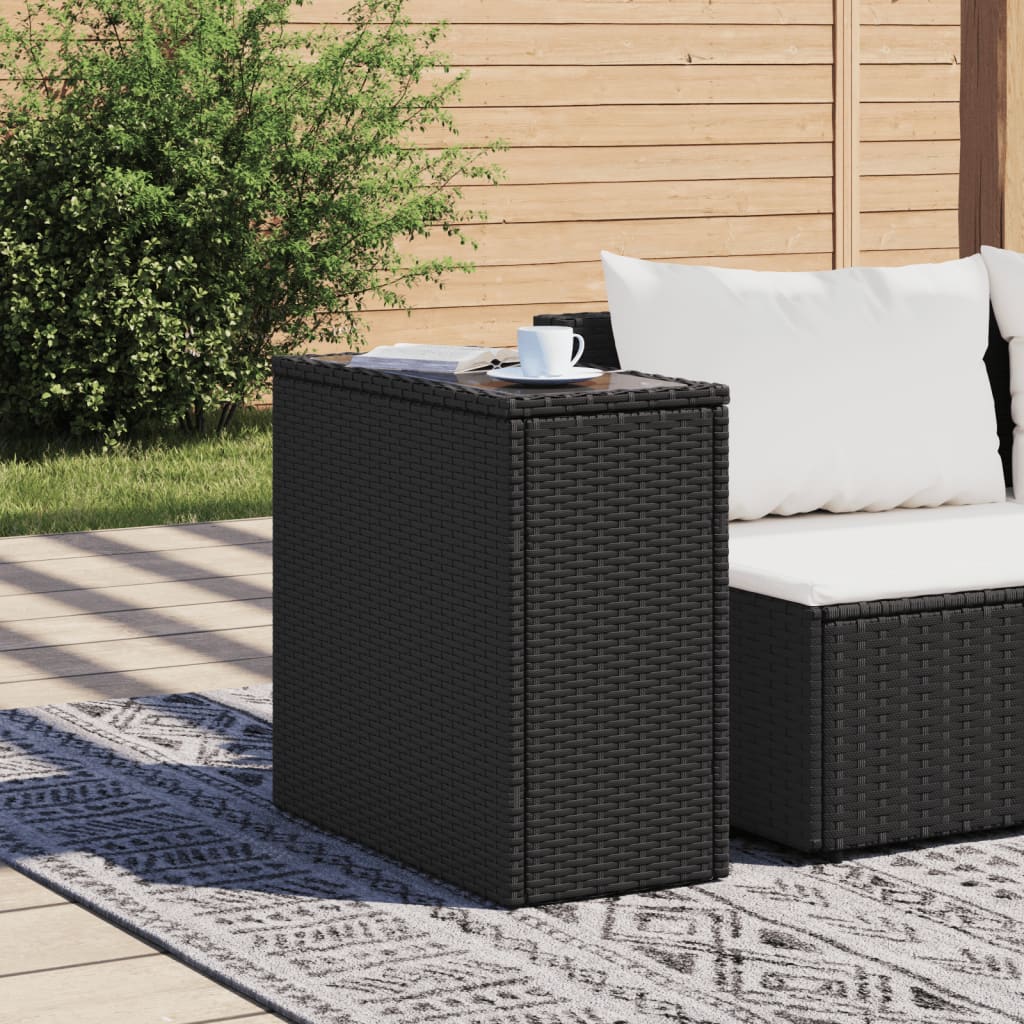 HKH Mesa de Apoio Jardim C/ Tampo Vidro 58x27,5x55 Cm Vime Pe - Preto