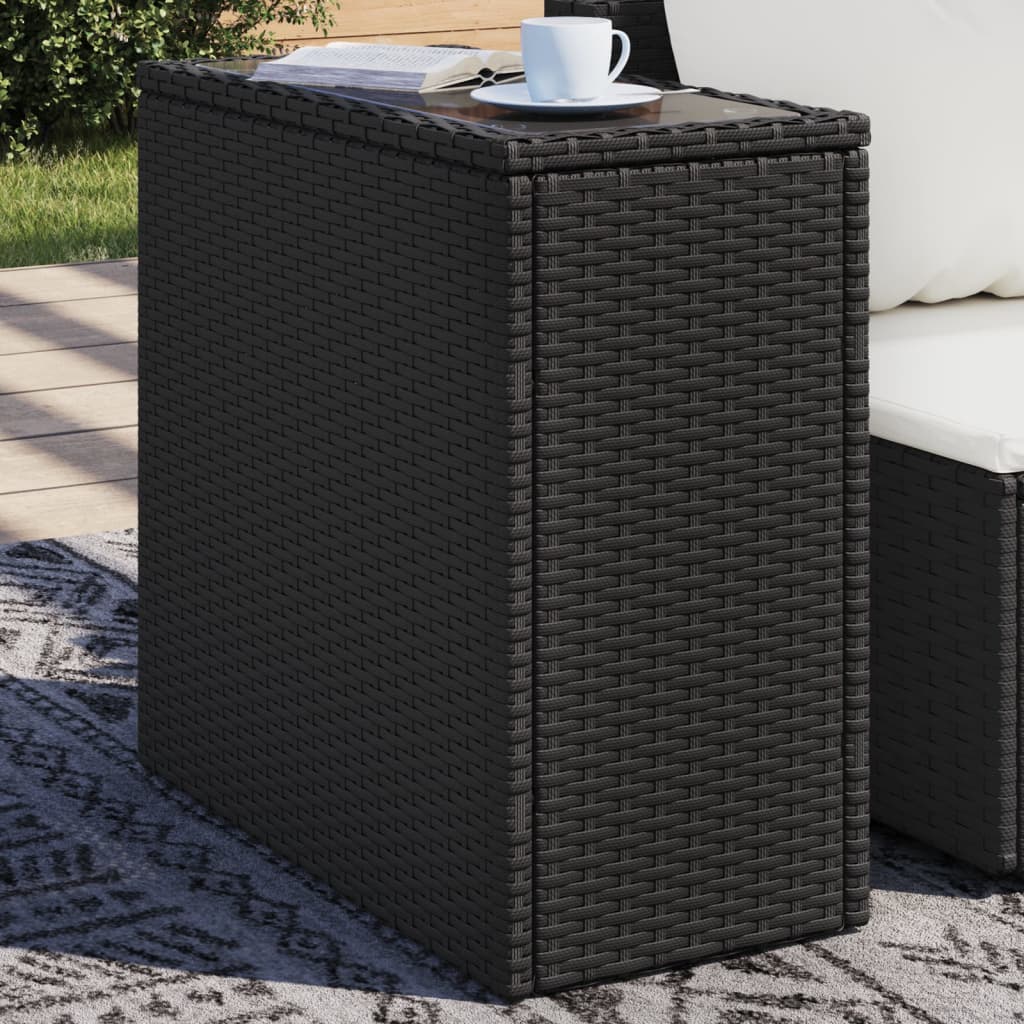 HKH Mesa de Apoio Jardim C/ Tampo Vidro 58x27,5x55 Cm Vime Pe - Preto