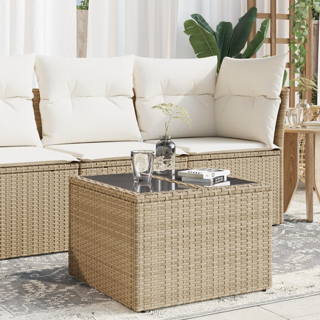 HKH Mesa de Jardim com Tampo de Vidro 55x55x37 Cm Vime Pe - Bege
