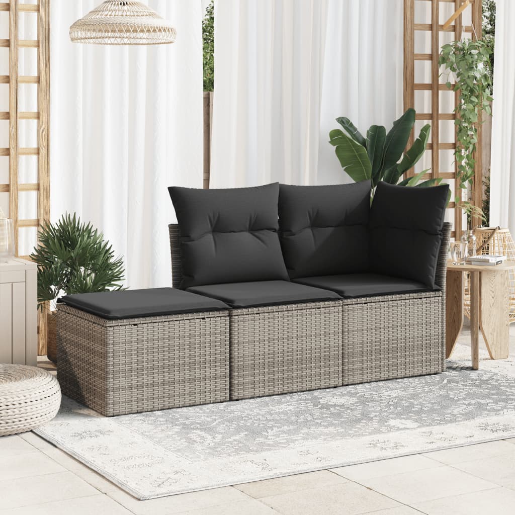 HKH Banco de Jardim com Almofadão 55x55x37 Cm Vime Pe - Cinzento