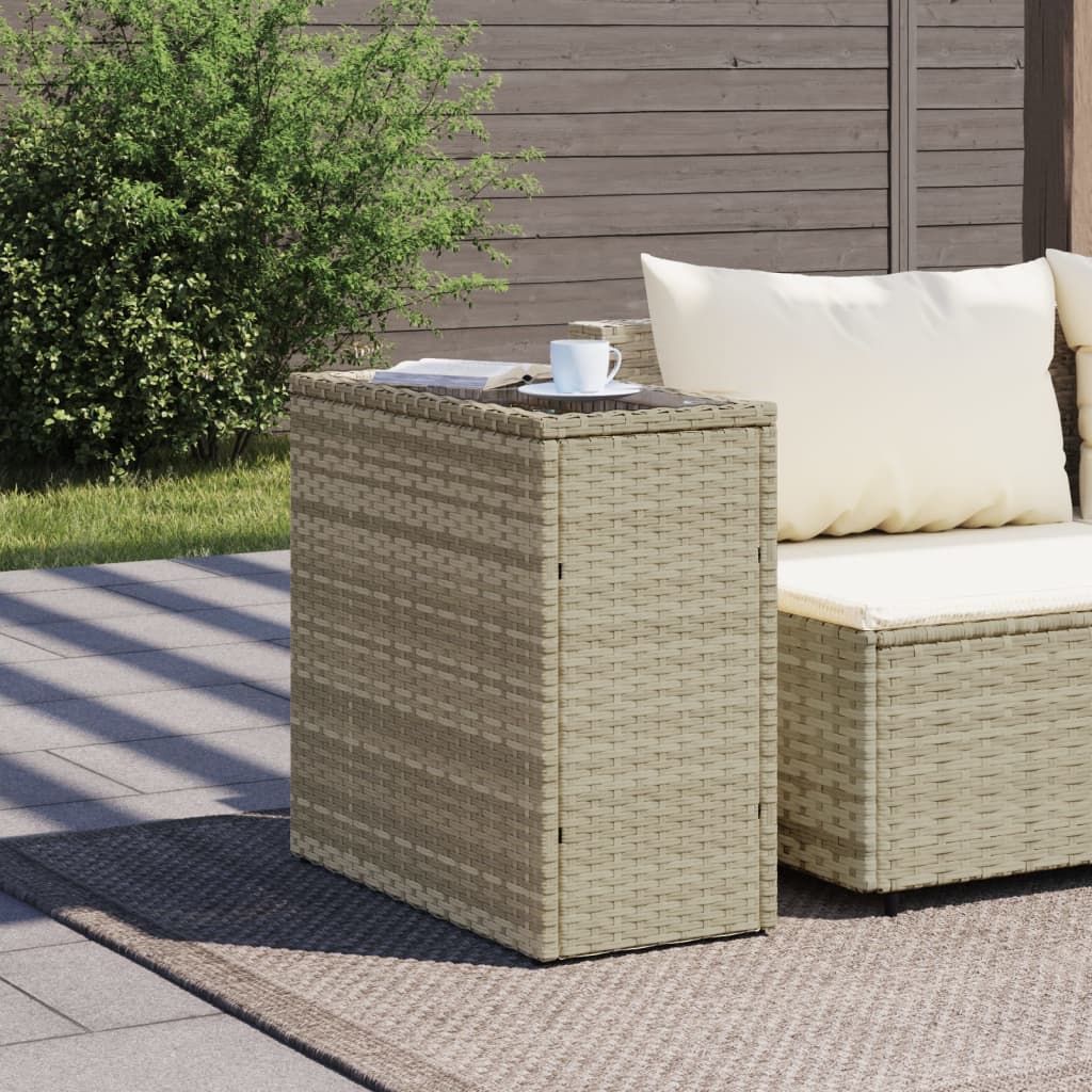 HKH Mesa de Apoio Jardim C/ Tampo Vidro 58x27,5x55 Cm Vime Pe - Cinzento
