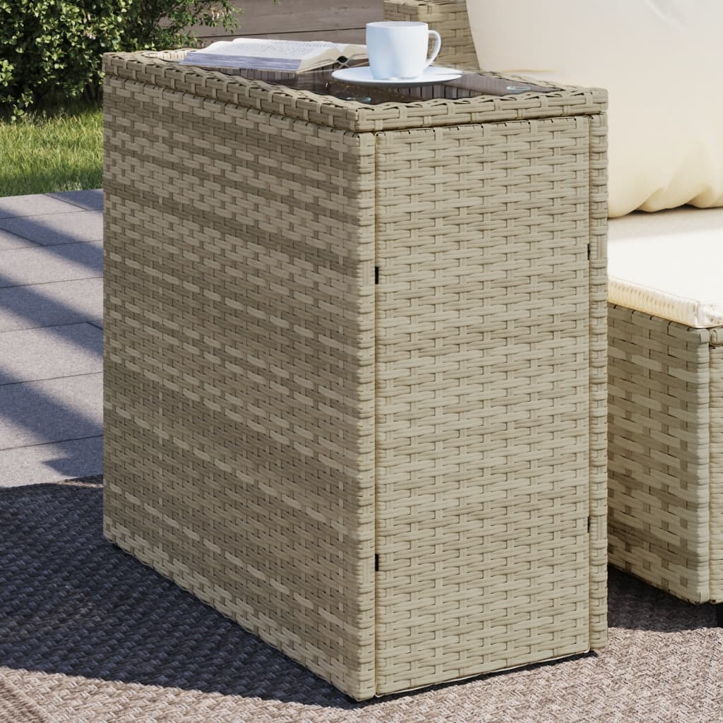 HKH Mesa de Apoio Jardim C/ Tampo Vidro 58x27,5x55 Cm Vime Pe - Cinzento