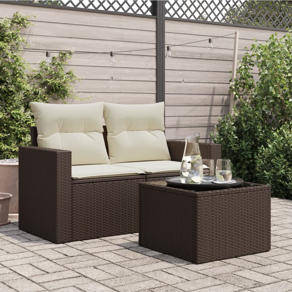 HKH Mesa de Jardim com Tampo de Vidro 55x55x37 Cm Vime Pe Castanho - Marrom