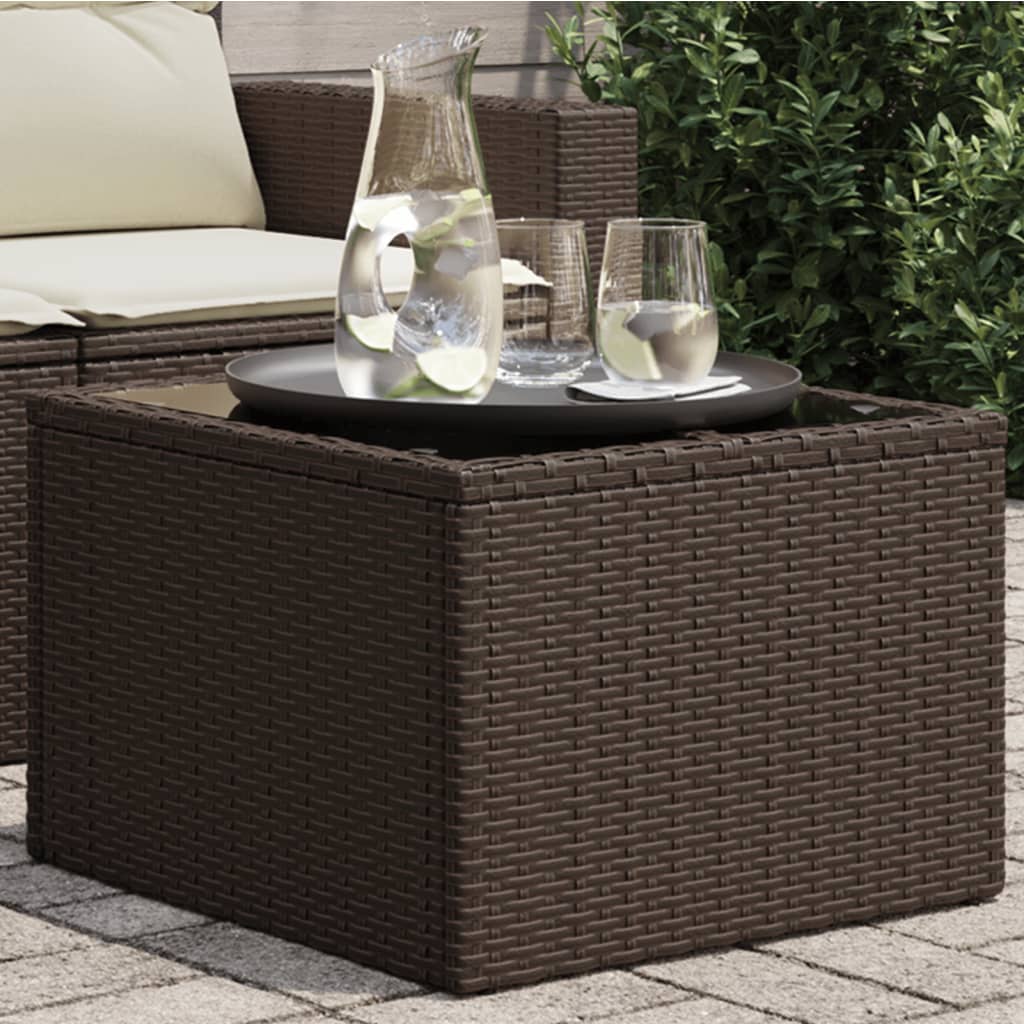 HKH Mesa de Jardim com Tampo de Vidro 55x55x37 Cm Vime Pe Castanho - Marrom