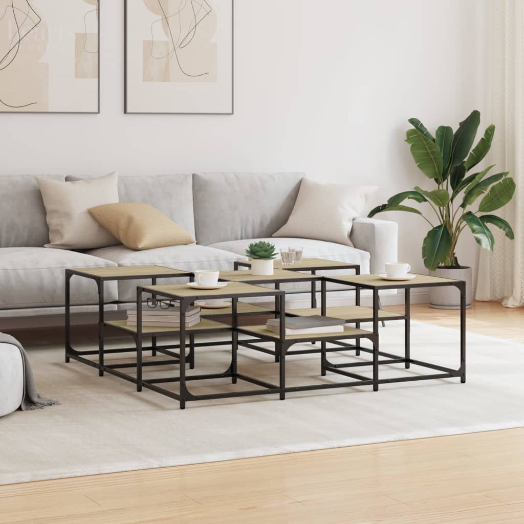 HKH Mesa de Centro em Derivados de em Madeira Carvalho Sonoma