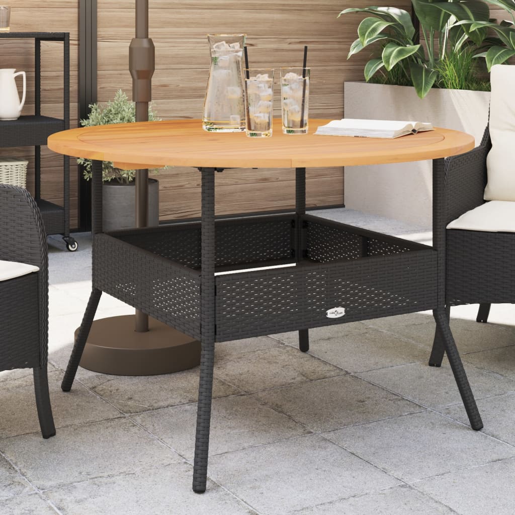 HKH Mesa de Jardim com Tampo de Acácia Ã˜110x71 Cm Vime Pe - Preto