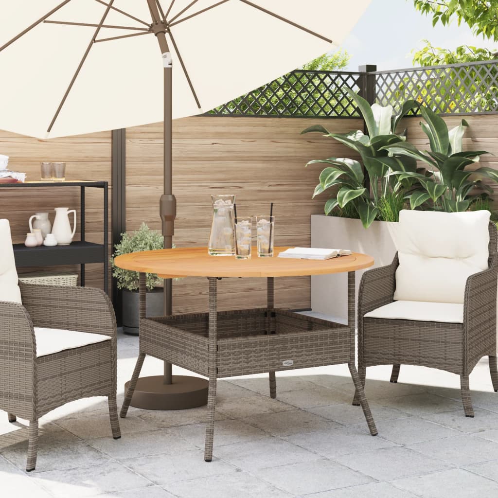 HKH Mesa de Jardim com Tampo de Acácia Ã˜110x71 Cm Vime Pe Cinza - Cinzento