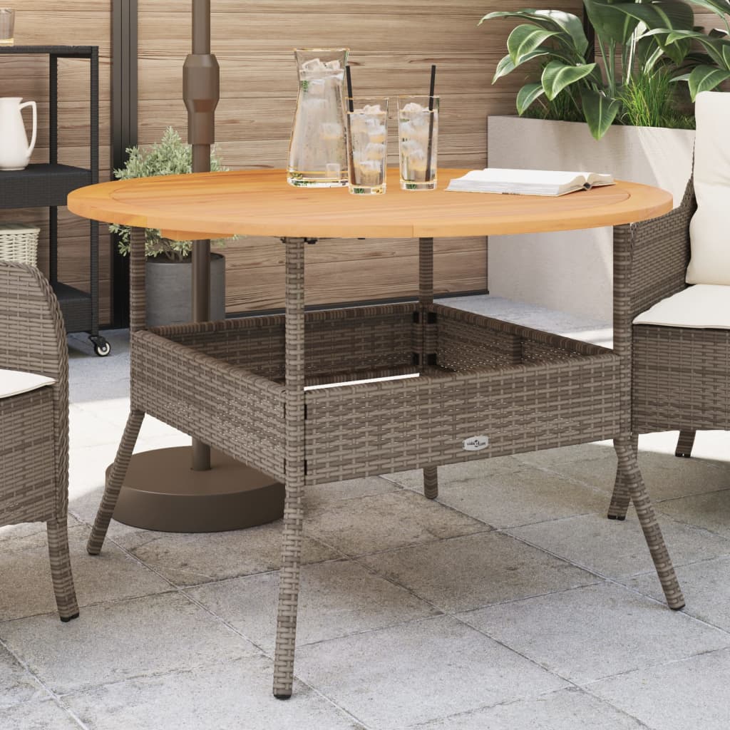 HKH Mesa de Jardim com Tampo de Acácia Ã˜110x71 Cm Vime Pe Cinza - Cinzento