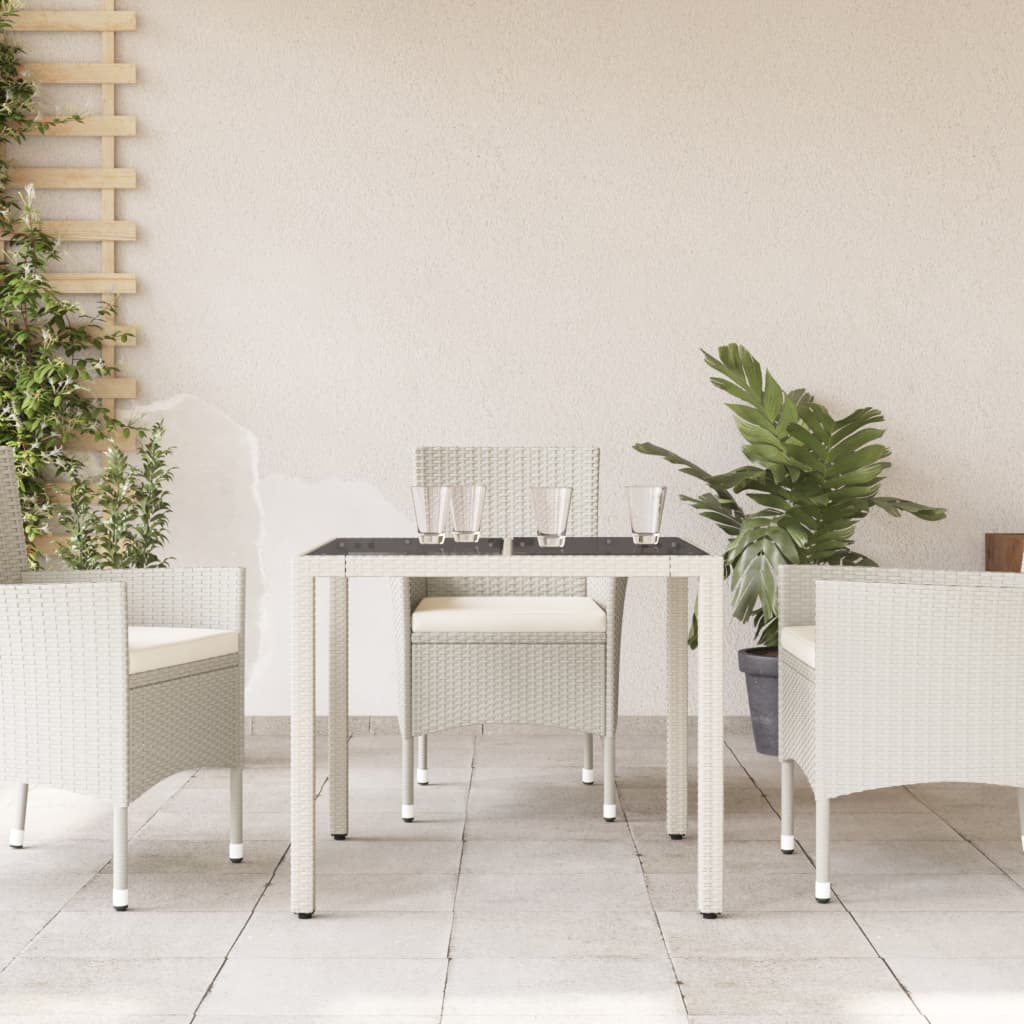 HKH Mesa de Jardim com Tampo de Vidro 90x90x75 Cm Vime Pe - Branco