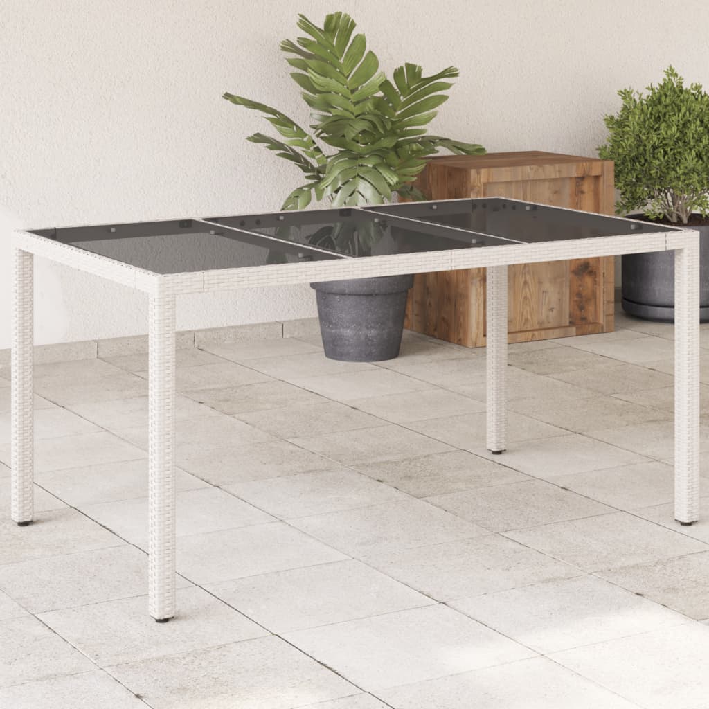 HKH Mesa de Jardim com Tampo de Vidro 150x90x75 Cm Vime Pe - Branco