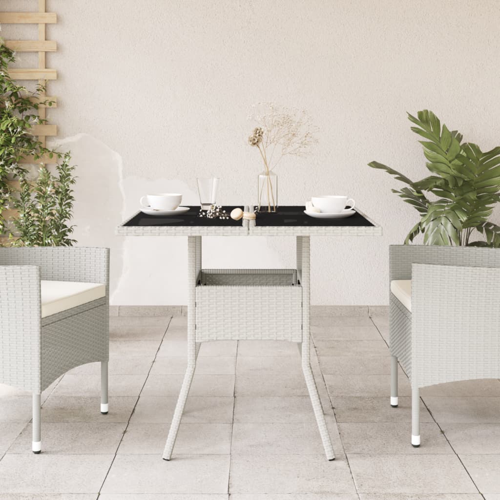 HKH Mesa de Jardim com Tampo de Vidro 80x80x75 Cm Vime Pe - Branco