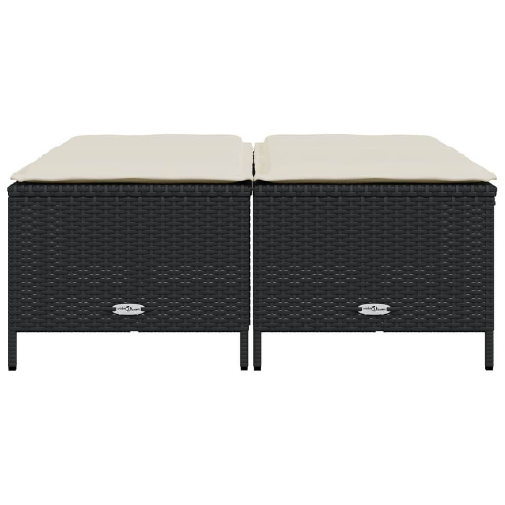 HKH Bancos de Jardim com Almofadões 4 Pcs Vime Pe - Preto