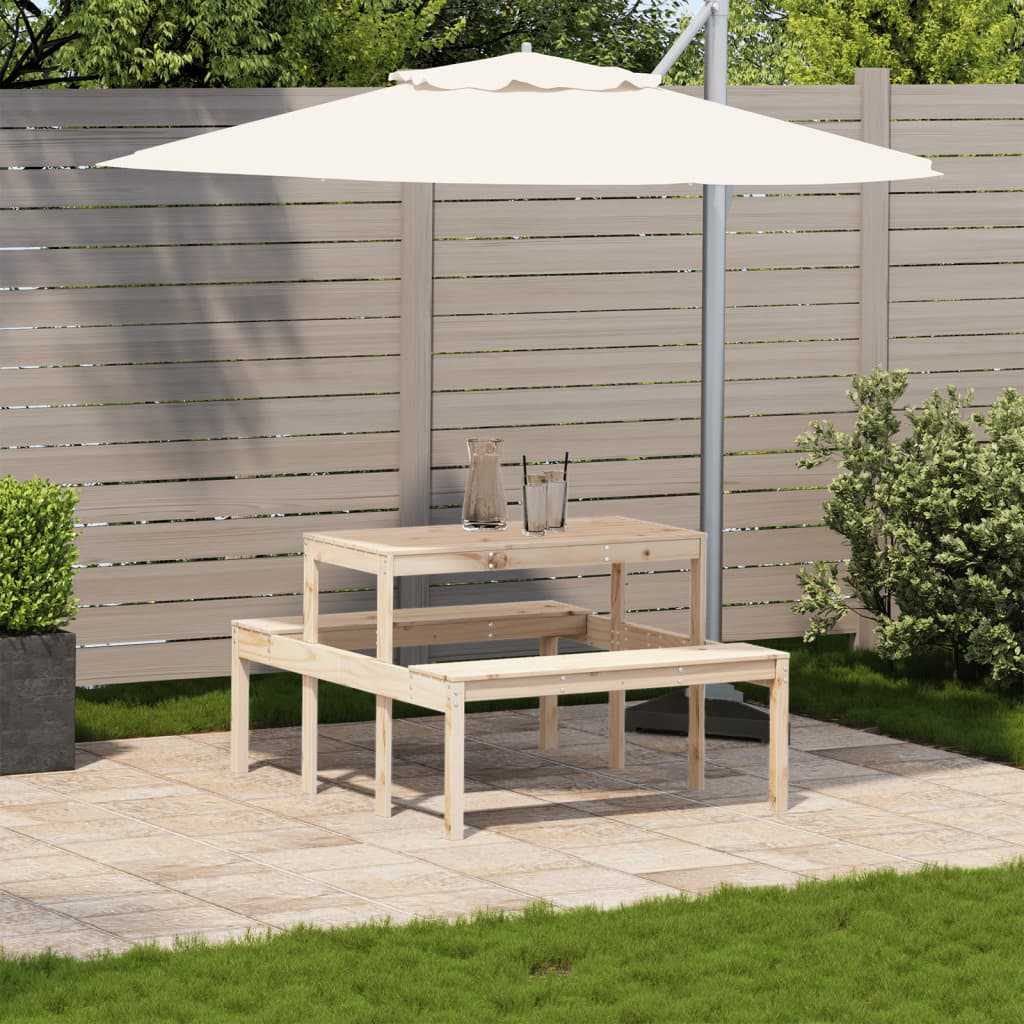 HKH Mesa de Piquenique Madeira de Pinho Maciça - Marrom