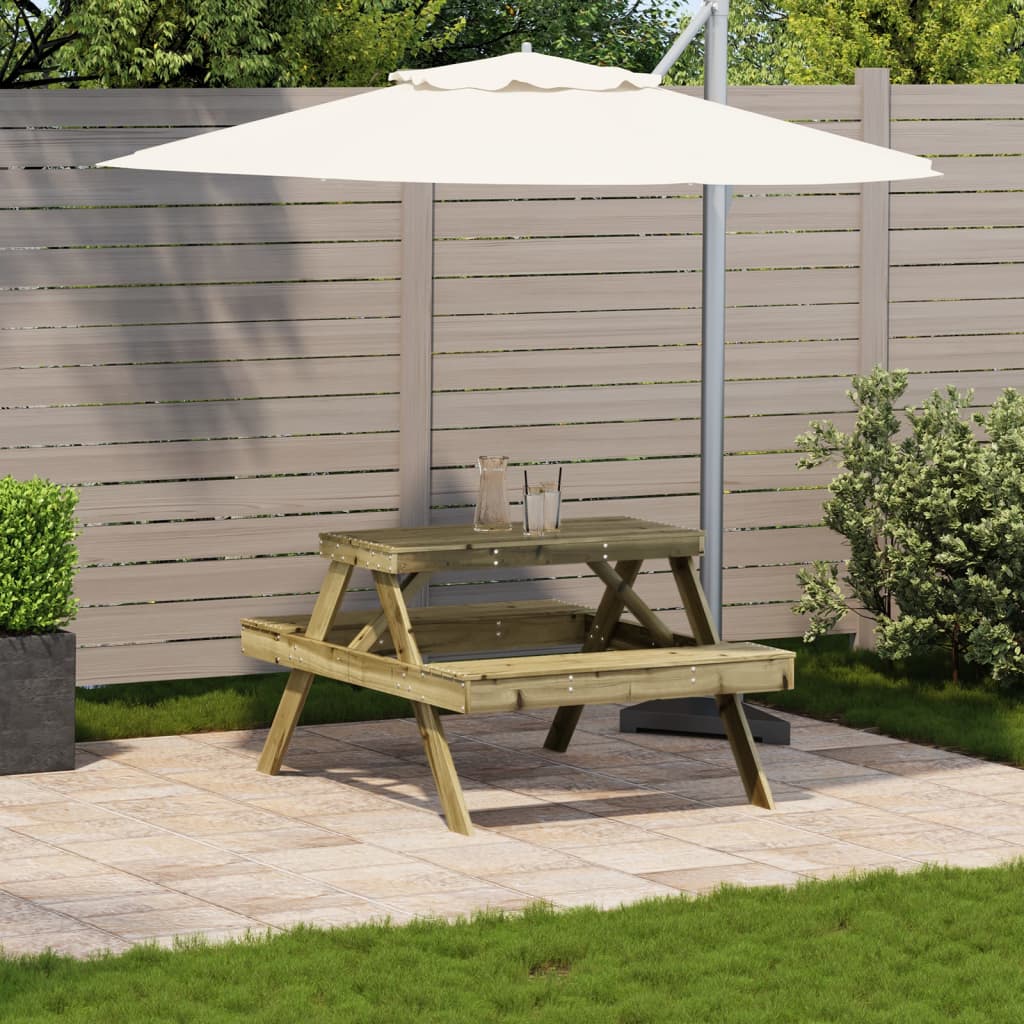 HKH Mesa de Piquenique 105x134x75 Cm Madeira de Pinho Impregnada - Marrom